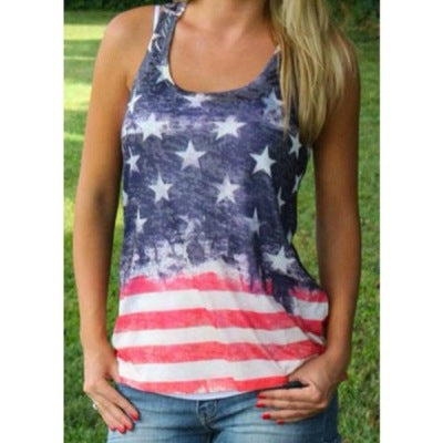 American Flag Print Sleeveless T-shirt
